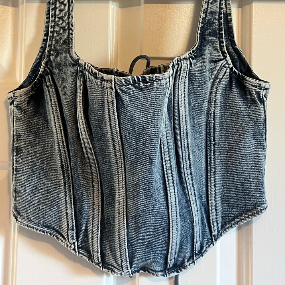 Good American corset top denim